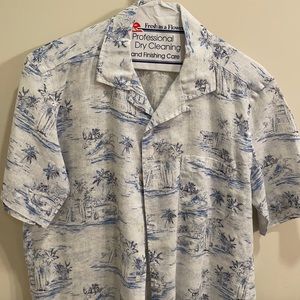 Hawaiian shirt, Mr Porter store, blue and white